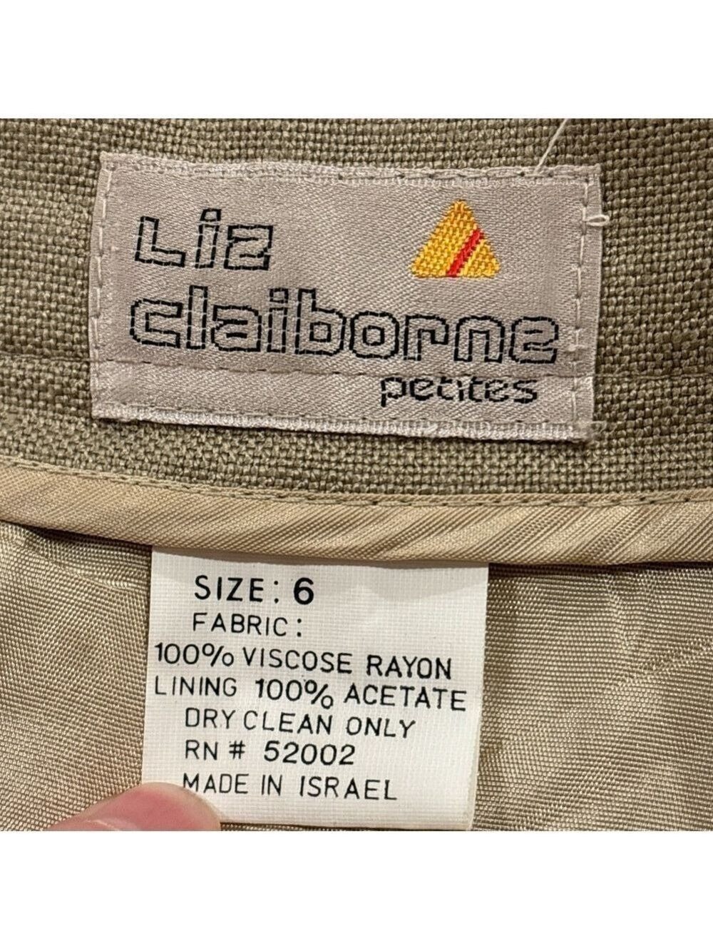 80s LIZ CLAIBORNE KHAKI FRONT BUTTON CLOSURE LINED PLEATED MIDI SKIRT SZ S - Picture 6 of 6